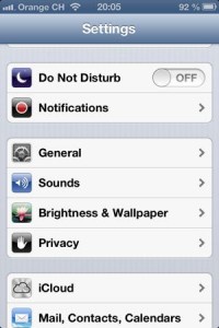iOS 6 Settings menu