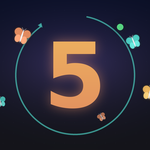 Stylized number 5 with a teal redeploy orbit ring and green online indicator on a dark gradient, representing Claude Fable 5 being restored