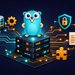 Go gopher with connected tech icons