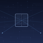 Dark navy knowledge-graph illustration: a central compiled wiki book linked to surrounding source pages, for the LLM Wiki article